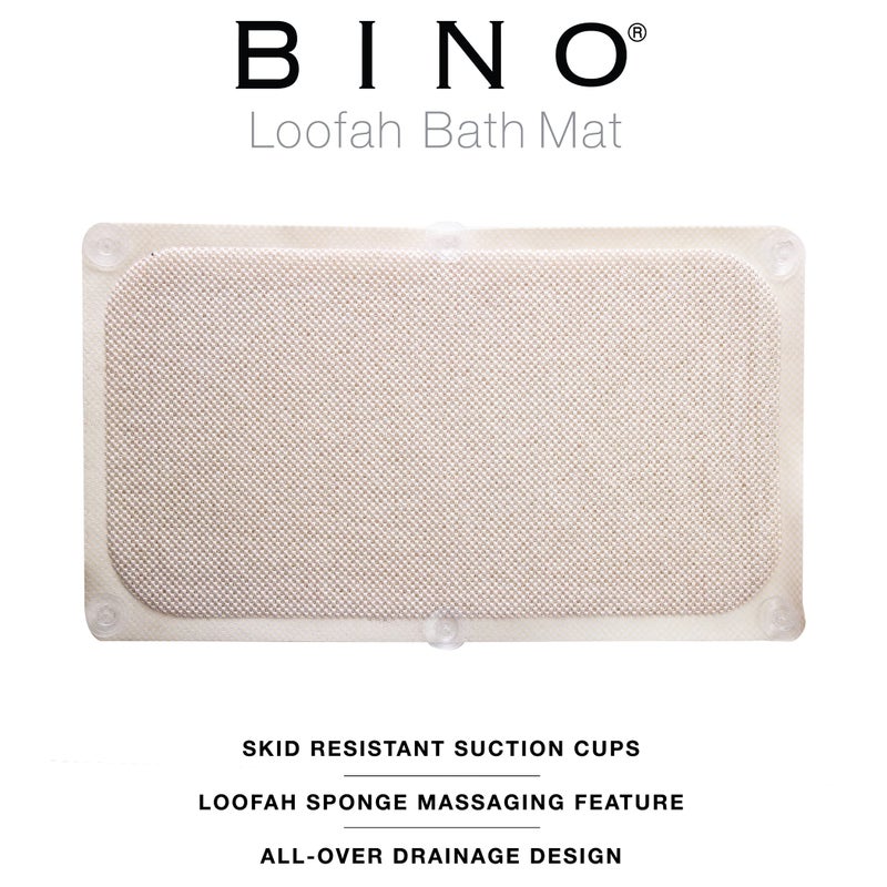 BINO | Loofah Non-Slip Bath Mat for Tub - Grey | Spa-Inspired Comfort, Quick-Drying, Secure Suction Cups | Exfoliating Shower Mat for a Luxurious and Safe Bathing Experience - Image 3